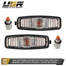 Jdm Flat Type Crystal Clear Side Marker Lights For 1994-2002 Honda Accord Cd6