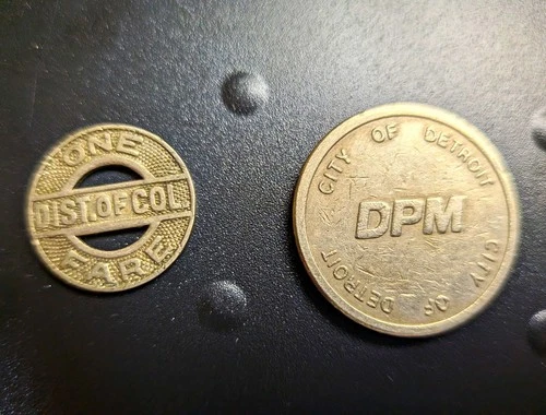 Lot of 2 Transit Tokens: Detroit and Washington, D.C. - product listing photo