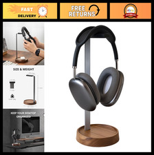 Wooden Headphone Stand, Universal Gaming Music Headset Holder with Storage Bas