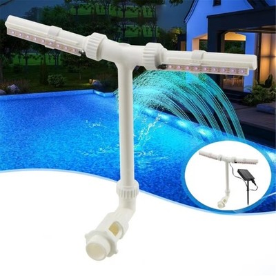 Pond Water Fountains Waterfall Light with Remote Control Solar Pool Fountains