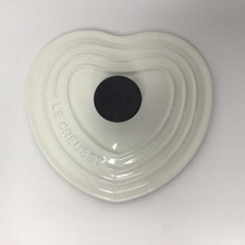 Le Creuset 2L Cast Iron White Heart Shaped Lid Only Black Knob
