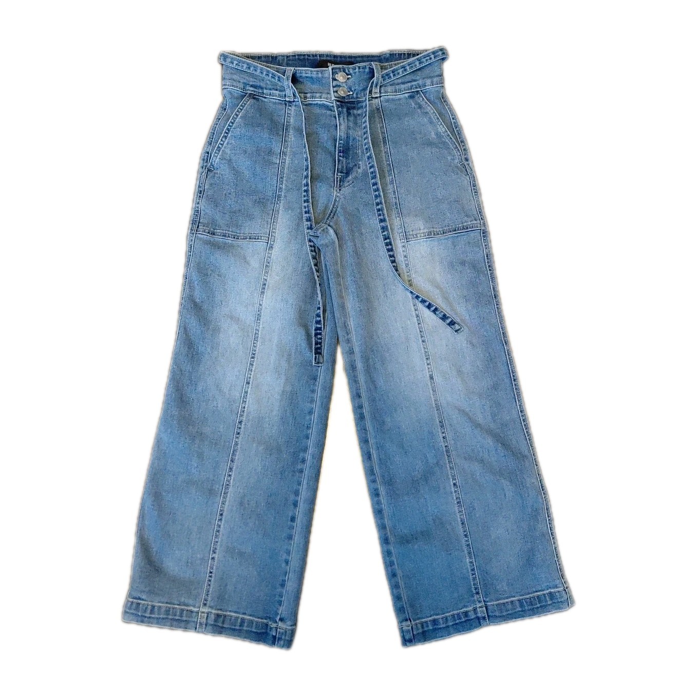 Hudson High Rise Belted Wide Leg Cropped Jeans Womens Size 6/28