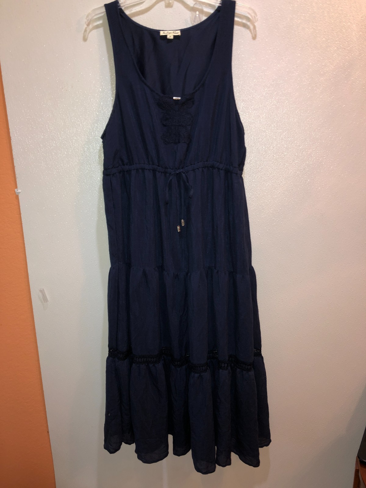 Indigo Rose Womens Size 3X Navy Sleeveless Tiered Shift Maxi Tank Boho Dress