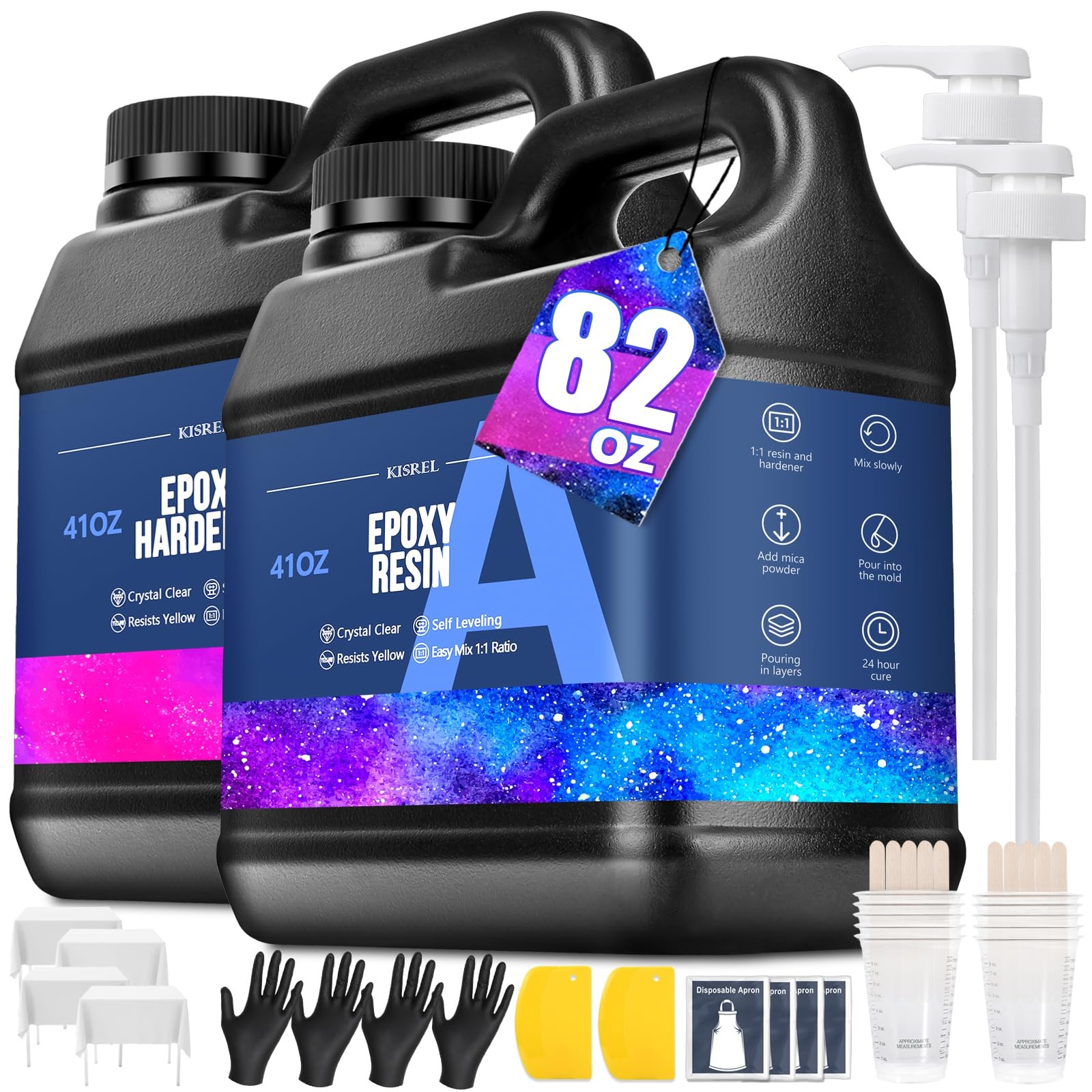 Crystal Clear 82OZ Epoxy Resin Kit for Art with No Yellowing or Bubbles