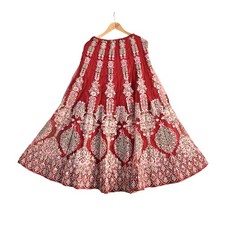 Indian Heavy Wedding Red Net Hand Embroidered Lehenga/Skirt Designer By Anamika