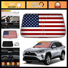 American Flag Windshield Sun Shade For 2019-2023 Toyota Rav4 Foldable Front Vis