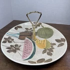 Vintage Red Wing Tampico 142 Unique Oval Serving Plate Platter w/ Metal Handle