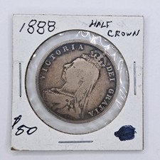 1888 Great Britain 1/2 Crown  Silver Coin Queen Victoria Free Shipping 