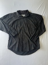 Vtg Frank Dress Shirt Men's Large Black Green Paisley Print Made in USA