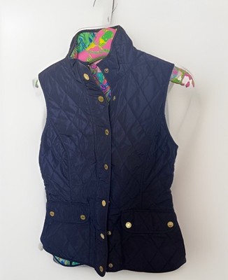 NWOT Lilly Pulitzer Quilted NAVY Down Getaway Vest HOT SPOT Womens XS
