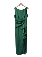 Eliza J Sleeveless Bow Tiered Ruffle Long Maxi Dress Emerald Green 10