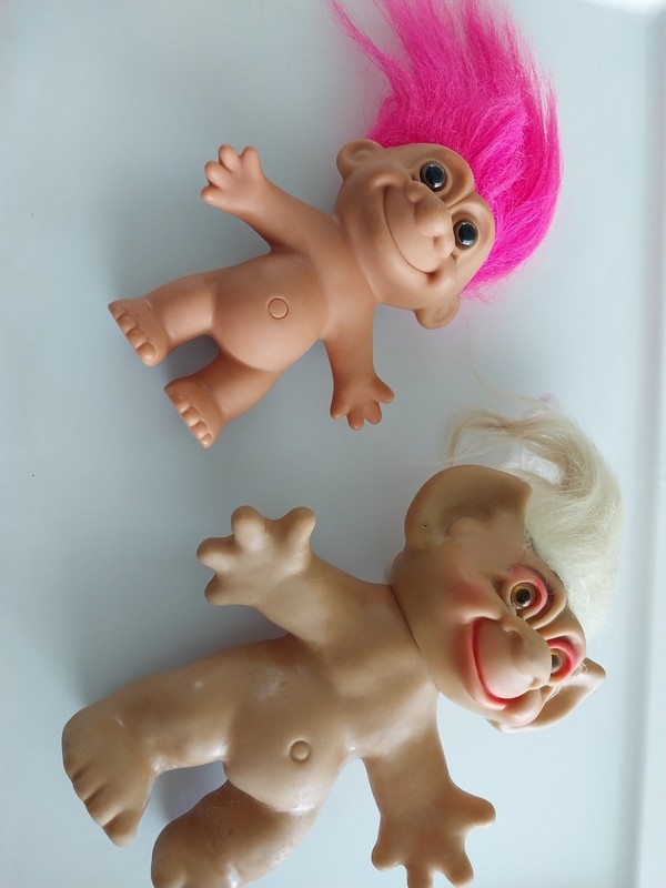 Vintage Wishnik Uneeda Troll Doll 6 in---swivel HEAD !! and Pink Russ Troll