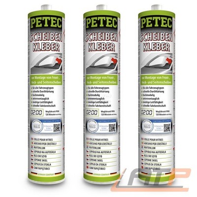 PETEC 3x 310 ml SCHEIBENKLEBER KARTUSCHE SCHEIBEN DICHTMASSE KLEBSTOFF