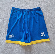Erre&agrave; Blue Football Shorts XS Yellow Trim Drawstring Waist Black Mountain Logo