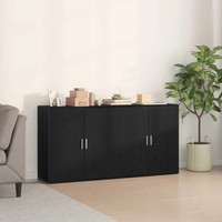 Sideboard 2Er Set Schwarz Eichenoptik 79X38X80 Cm Wohnzimmer