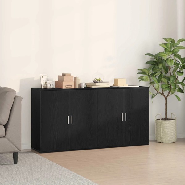 Sideboard 2Er Set Schwarz Eichenoptik 79X38X80 Cm Wohnzimmer-image