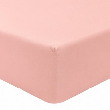 Image of Brentfords Fitted Sheet Double Blush Pink 137x190cm 25cm Deep Bed Sheet
