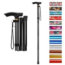 Folding Cane, 5-Level Adjustable Height Walking Stick Lightweight Collapsible...