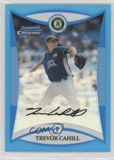 2008 Bowman Draft Prospects Chrome Blue Refractor 15/99 Trevor Cahill 0b3