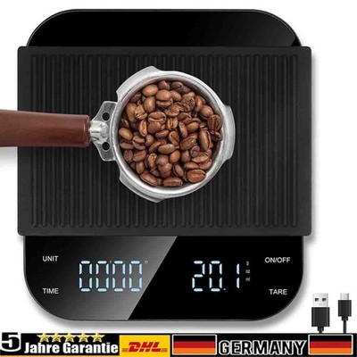 3kg/0.1g Digitale LED Waage USB Kaffeewaage mit Timer für Espresso & Barista