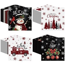 60 Pcs Christmas Napkins, Guest Paper 9.8 x inches, red,black,white,green