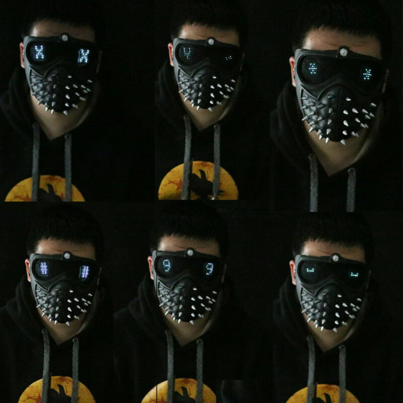 Watch Dogs 2 Marcus LED Mask Rivet Face Remote Control Mask Cosplay Props PVC - Image 2 of 4