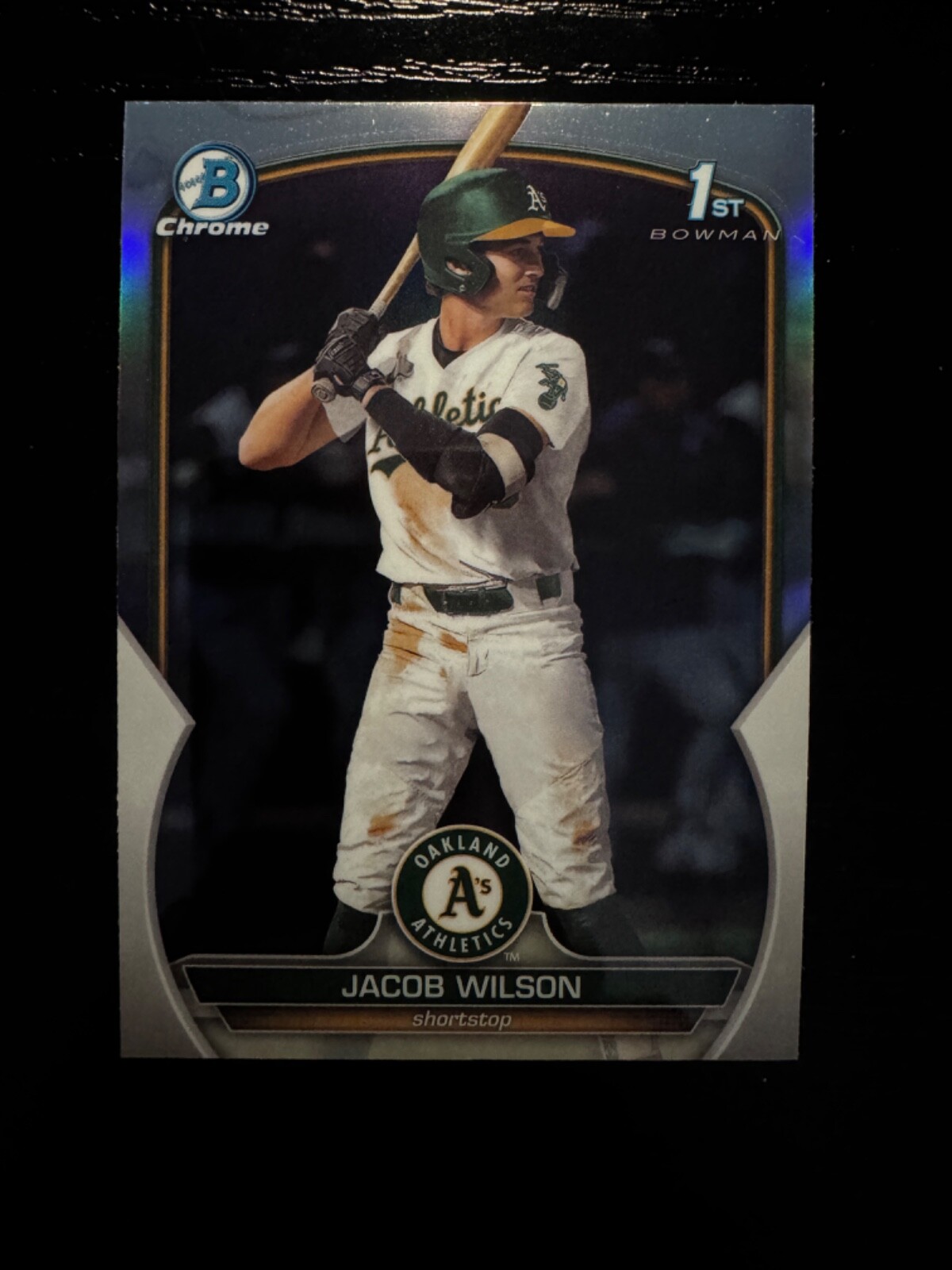 Jacob Wilson - 2023 Bowman Draft Chrome 1st Refractor Card #BDC-121 Athletics