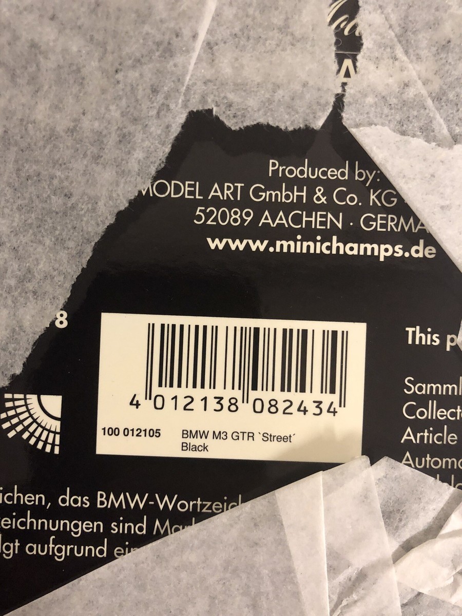Minichamps 1:18 BMW M3 GTR 'Street' 2001 - Noire - Neuve Sous Emballage