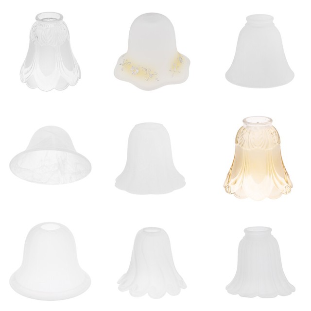 Tulip Bell Shape Vintage Frosted & Clear Glass Lamp Shade eBay
