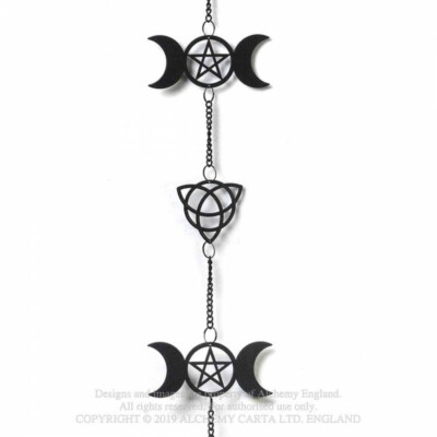 Alchemy Gothic Pagan Black Triple Moon Windspiel Hängedeko