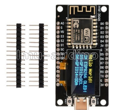USB-C NodeMCU ESP8266 Development Board w/0.96'' OLED Display CH340 Driver