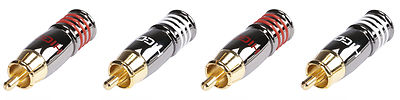 4 x Hicon HI-CM07 Cinchstecker vergoldet rot weiss RED NTL max. 8mm Kabel