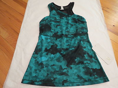 Lululemon Meshed Up Tank & Bra Clouded Teal & Black 2 pc Size 6 $58 Auth New NWT