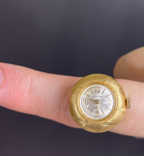 Dominique Ladies Mechanical Wind Vintage Ring Watch ~ Swiss 17 Jewels ~ Runs! - Picture 11 of 13