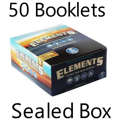 Elements King Size Slim Ultradünnes Reispapier 50 Hefte - versiegelte Box