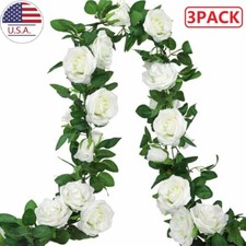 3PCS Artificial Rose Silk Flower Rattan Vine Ivy For Wedding Party Arches Decor