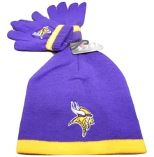 NFL Team Apparel  Minnesota Vikings Kids Beanie Hat & Gloves Set NWT $15