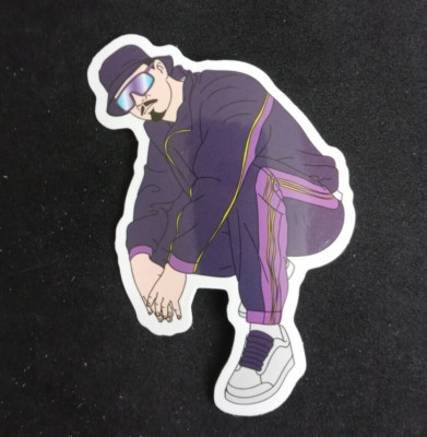 Hip Hop Breakdancer Purple Outfit Sunglasses Sticker 3.38'' X 2.38''