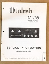McIntosh C-26 / C26 Preamp / Preamplifier Service Manual Original 