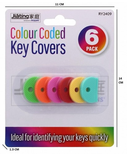 Key covers Colour Coded Covers 6 X Key Cap covers Tag Keyring colours Key ID Top - Picture 2 of 2