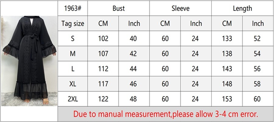 Dubai Open Abaya Muslim Women Maxi Dress Kaftan Jilbab Robe Islamic ...