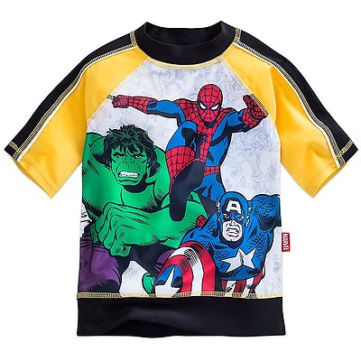 Marvel Avengers Spider-Man Hulk Rash Guard Swim Shirt Boy 5/6