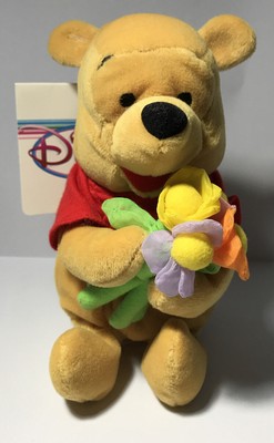 Winnie the Pooh 8in Stuffed Plush Beanie Bear Disney Store Flower ð¸ Pooh | eBay