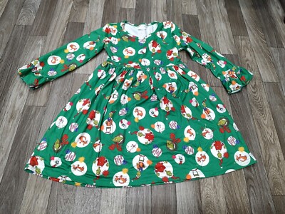 slim fit dress slacks Girls' Holiday Dress in Christmas Village – Nella June main image 0