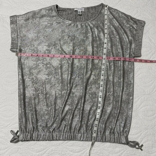 Calvin Klein Womens Size M Silver Tank Top Drawcords Polyester #1123 - Picture 8 of 8