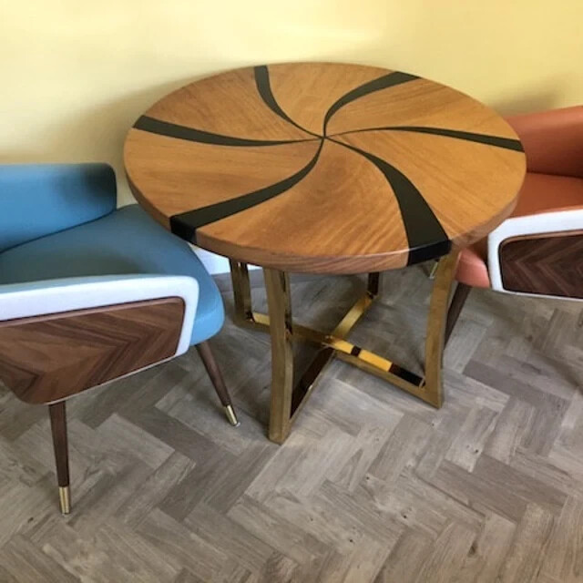 Round Coffee Table - Resin Table Walnut Wood Black Epoxy Round Coffee Table-image