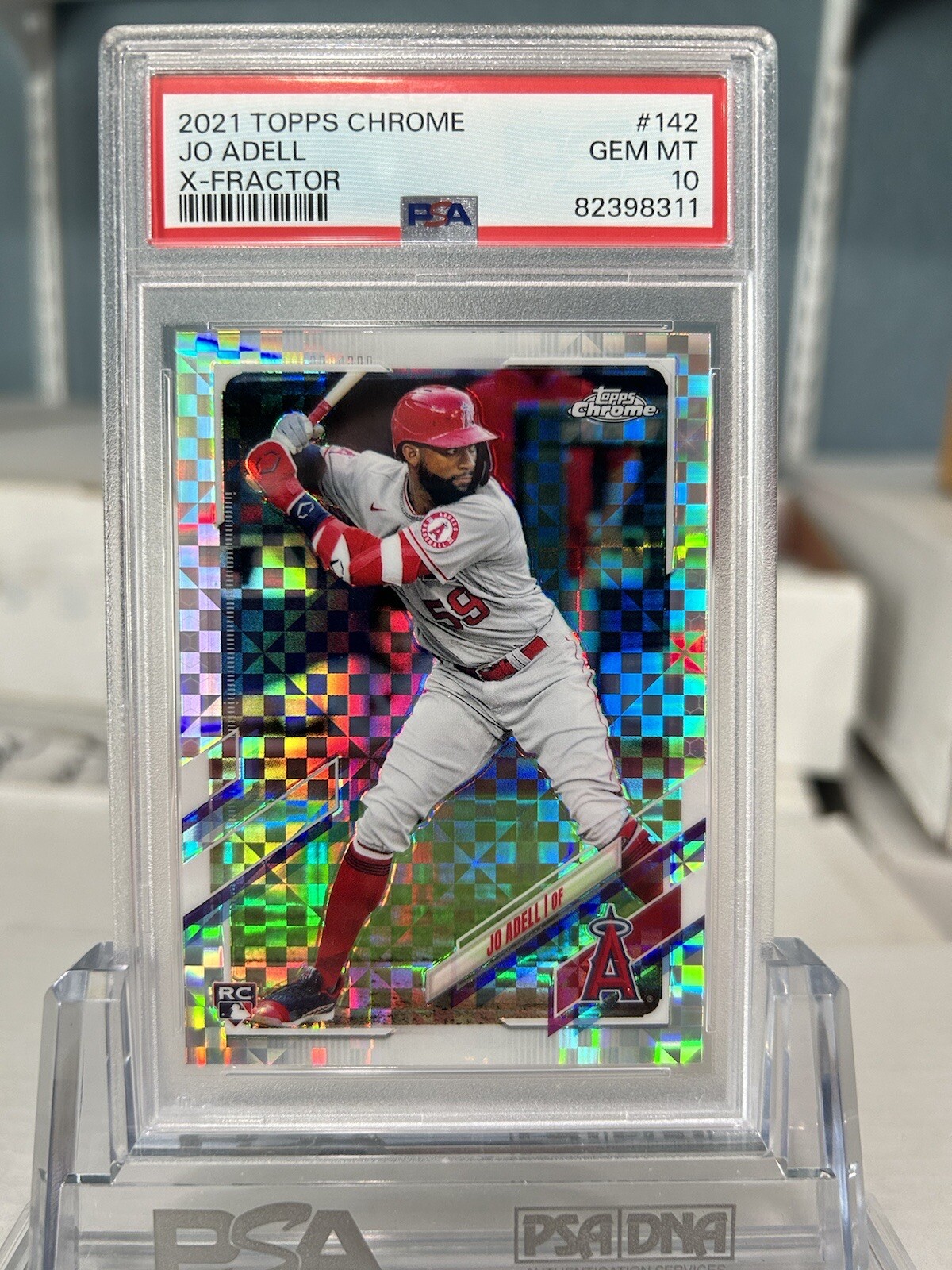2021 TOPPS CHROME X-FRACTOR #142 JO ADELL RC ANGELS PSA 10