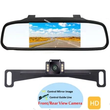 4.3" Backup Camera Mirror Car Rear View Reverse Night Vision Parking System Kit
