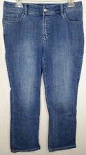 Chico  s Women  s Platinum Straight Leg Jeans Blue Stretch Size 1 Short