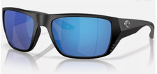 Costa Finlet Man Sunglasses Matte Black Frame, Blue Mirror 580p Plastic